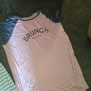 Ambrielle pink "Brunch Time" long ultra-soft tee